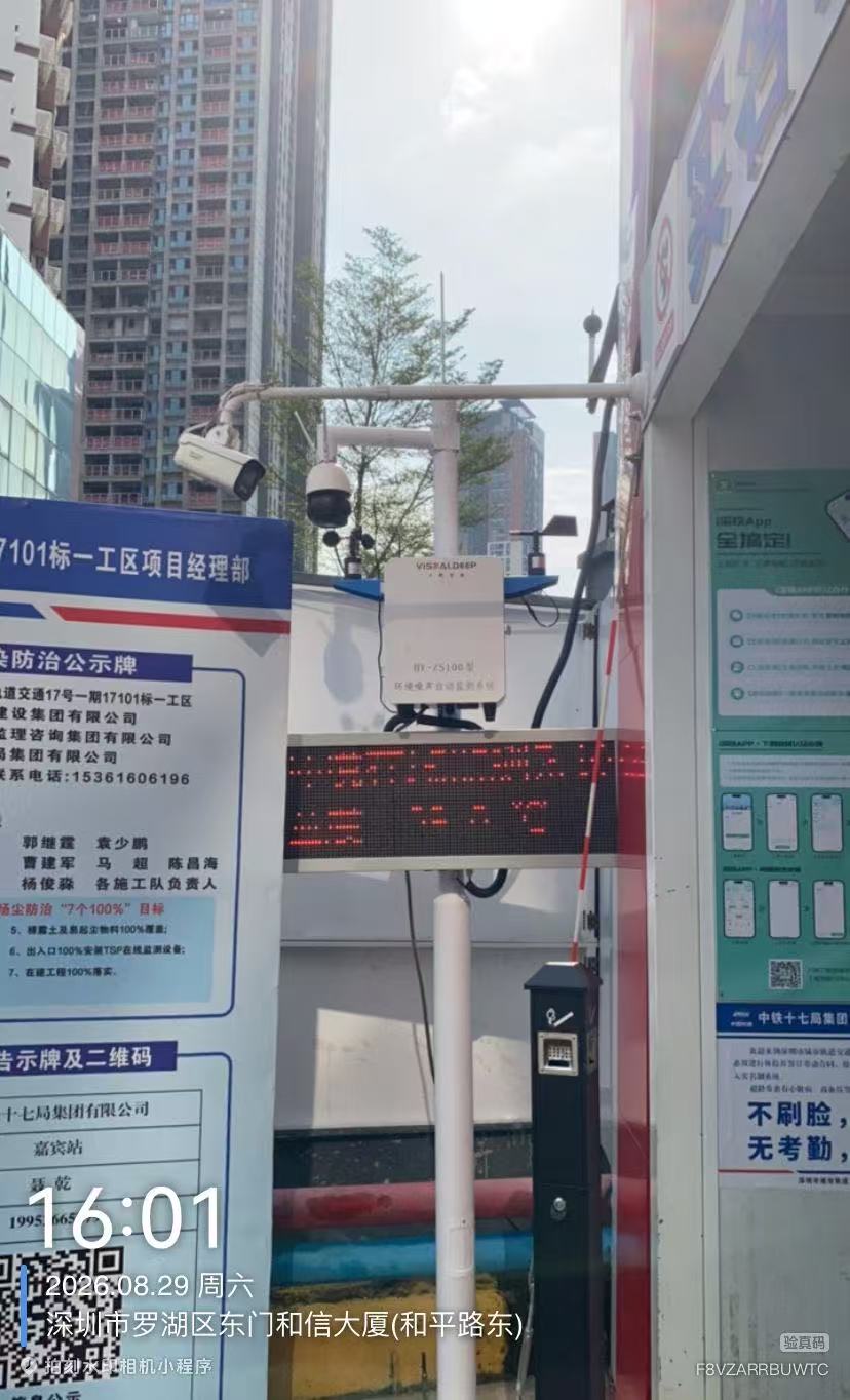 罗湖东门片区项目现场，HY-ZS100 噪声自动监测系统投入运行