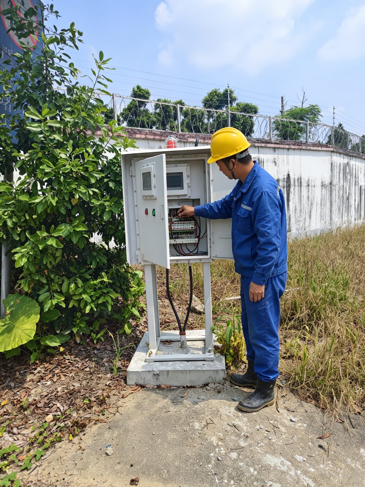 油库现场安装调试作业实拍，分析仪机柜与采样预处理单元就位